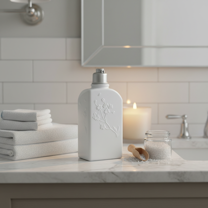 250ml Floral Embossed Square Bottle - spa bathroom scene
