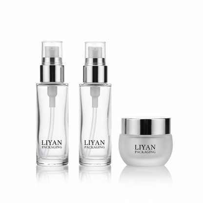 Custom Glass Skincare Bottle & Jar Set | OEM Cosmetic Packaging