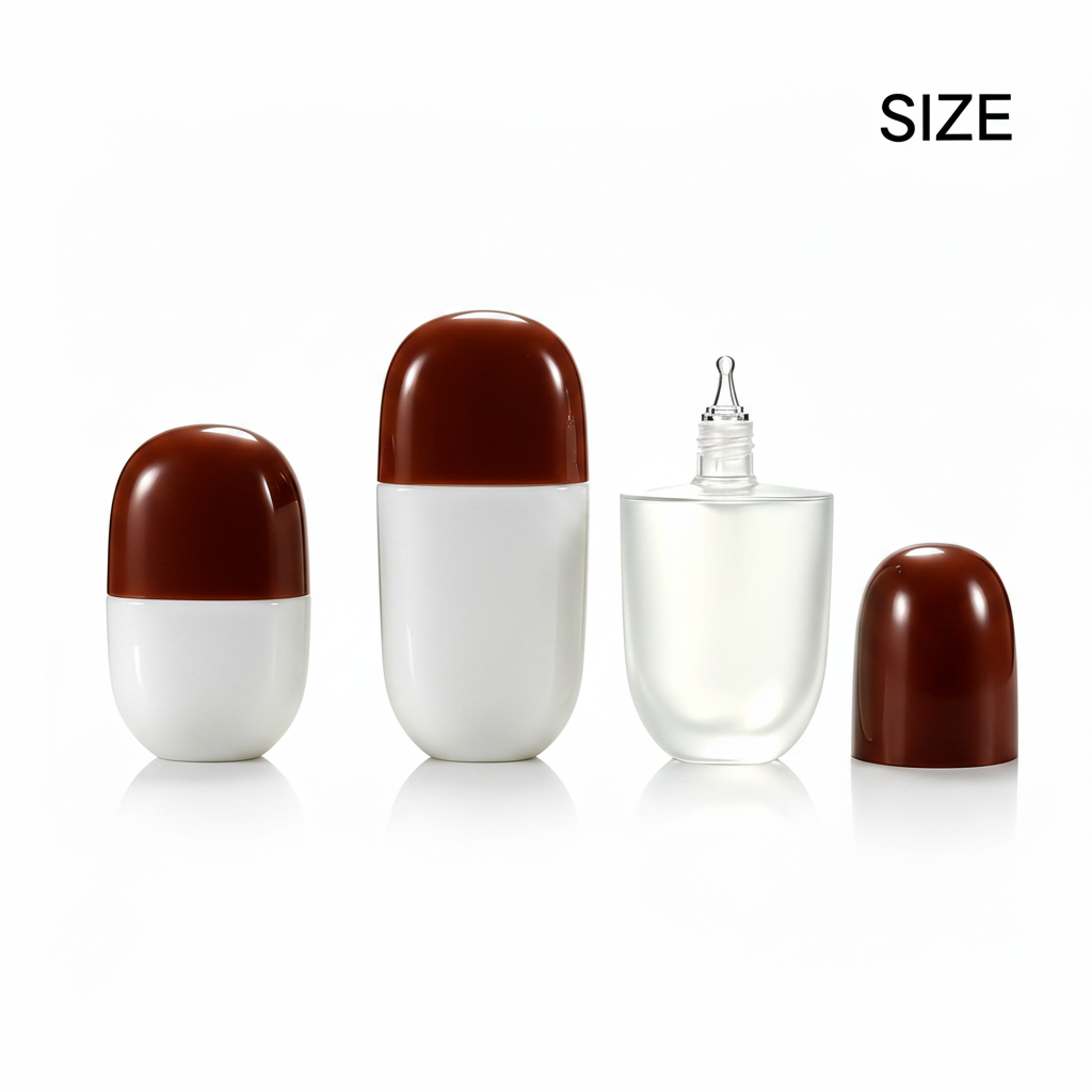 Capsule bottle B2B size comparison small and large versions on white background