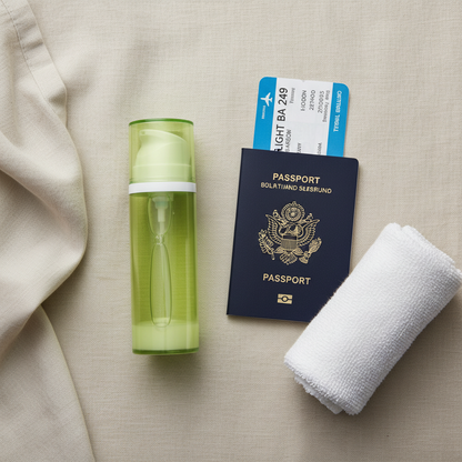 120ml airless pump bottle travel scene