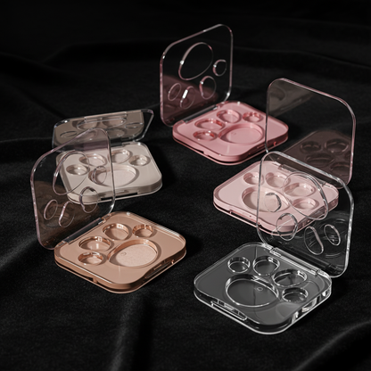 Square cat paw compacts on black velvet dark moody luxury scene