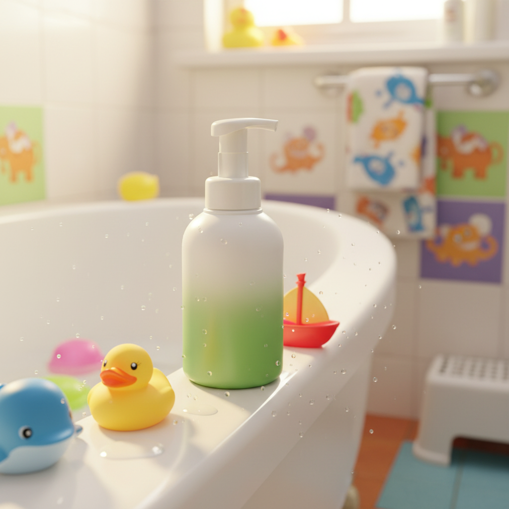 600ml Foam Pump Bottle - kids bathroom scene