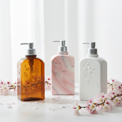 250ml Floral Embossed Square Bottle - cherry blossom lifestyle scene