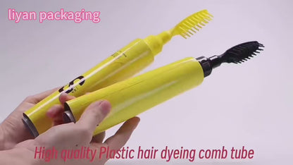 Yellow Hair Dye Cream Tube with Dual Brush Applicator | Cosmetic Packaging