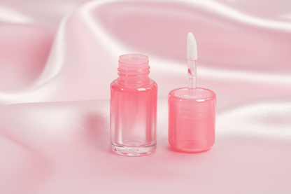 Gradient Pink Heart-Cap Lip Gloss Tube with Fine Brush | ABS Plastic | With / Without Chain | In Stock